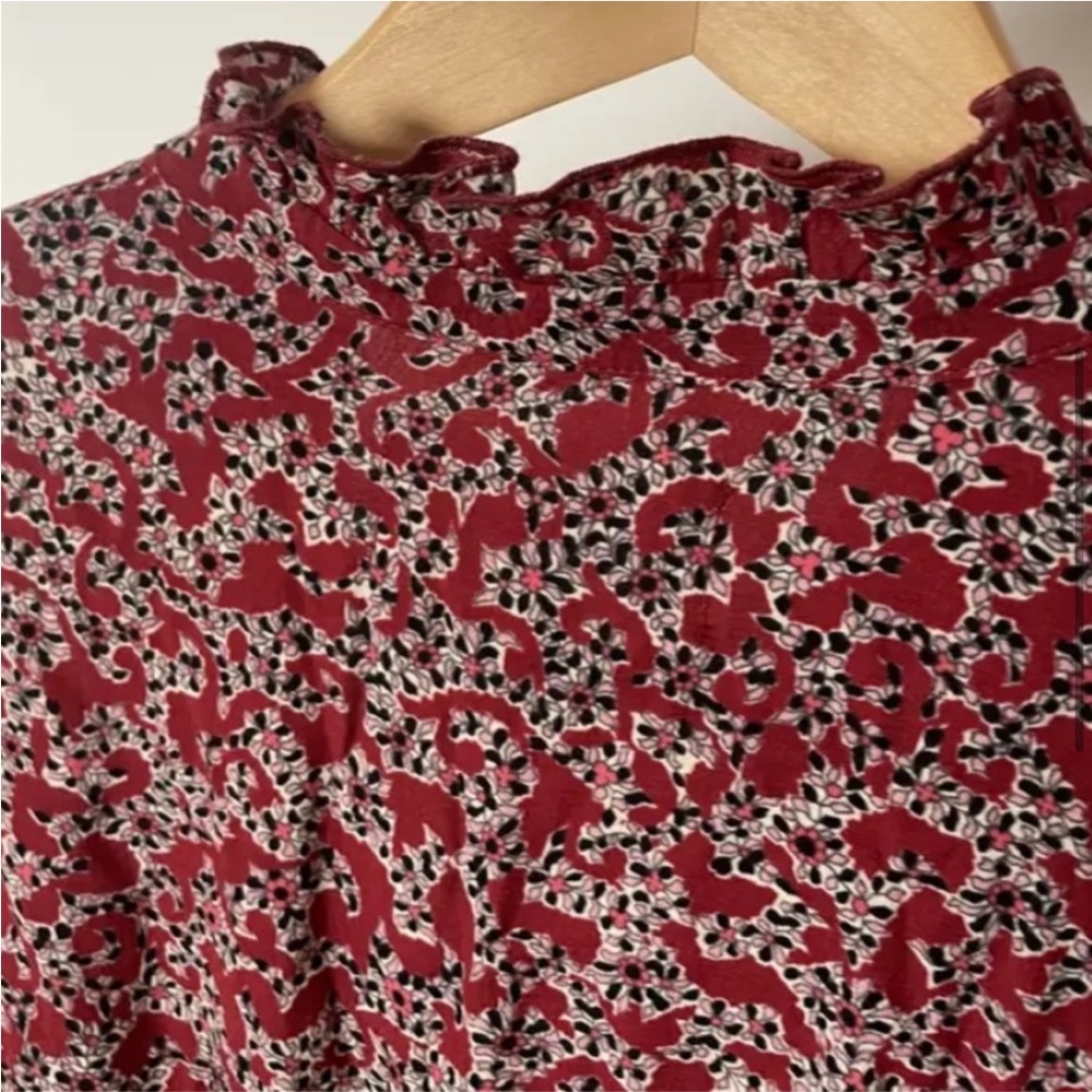 BA&SH Chelsea Wrap-effect Red Floral Print Crepe Dress 6 Like New - Picture 11 of 16